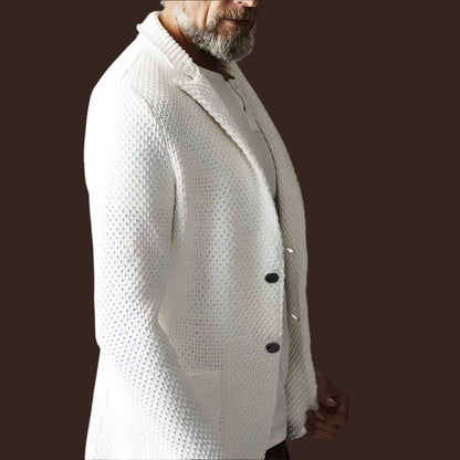 Men’s Blazer – Tailored Fit – Textured Heavyweight Fabric – Notched Lapel – 2-Button Closure