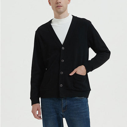 Men’s Cardigan – Cotton Knit – Relaxed Fit – V-Neck – Button Front – Pockets
