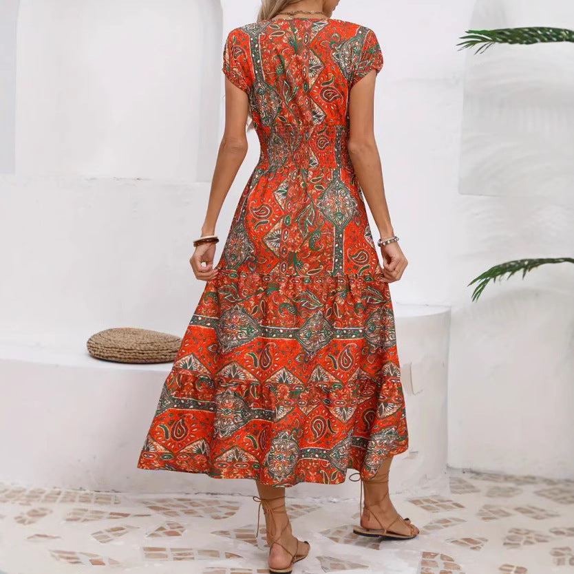 Women’s Long Sleeve Dress – V-Neck Midi A-Line – Lightweight Breathable Fit