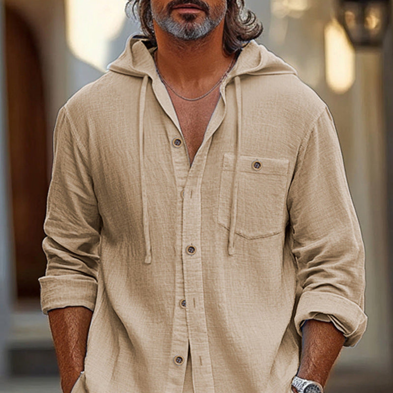 Men’s Hooded Set – Relaxed Fit – Breathable Blend – Button Front – Casual Two Piece