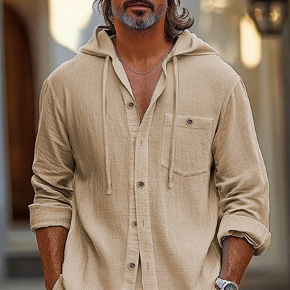 Men’s Hooded Set – Relaxed Fit – Breathable Blend – Button Front – Casual Two Piece