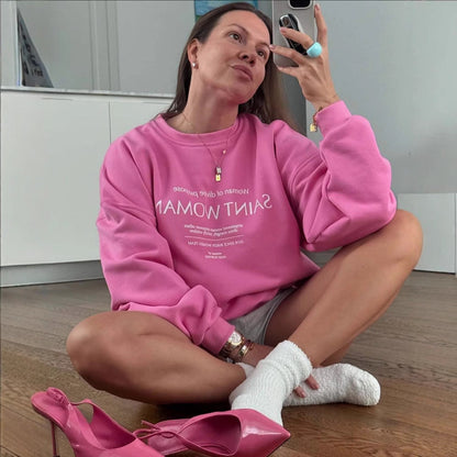 Women’s Sweatshirt – Oversized Fit – Crew Neck – Soft Knit – Graphic Front