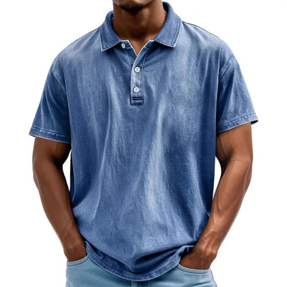 Men’s Polo Shirt – Relaxed Fit – Washed Look – Short Sleeve – Natural Fibers