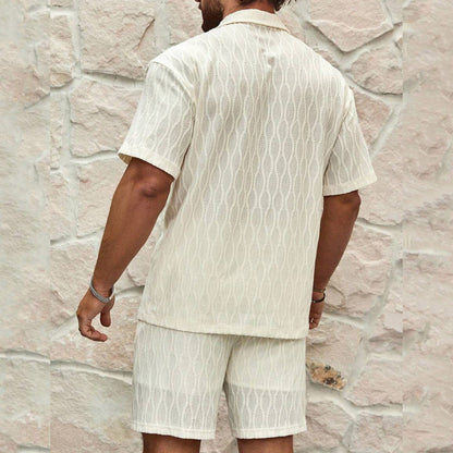 Men’s Two-Piece Set – Lightweight Cotton – Relaxed Fit – Button-Up Shirt and Shorts