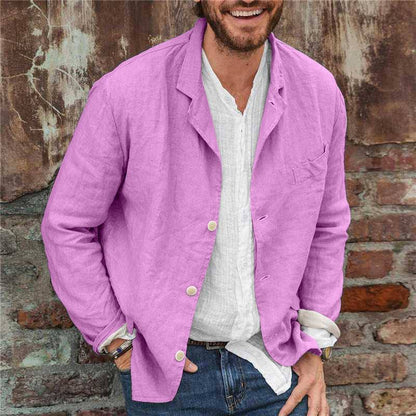 Men’s Blazer – Cotton Linen Blend – Relaxed Fit – Long Sleeve Lightweight Casual