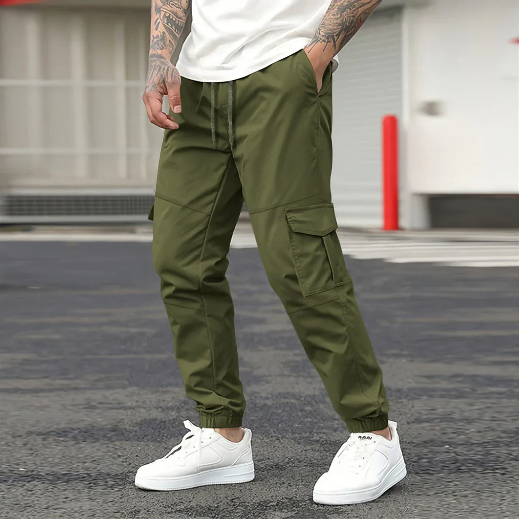 Men’s Cargo Pants – Tapered Fit – Cotton Blend – Elastic Waist – Utility Pockets