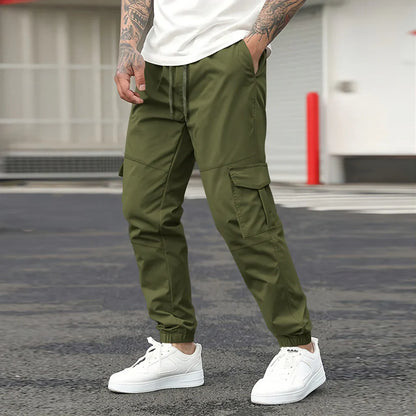Men’s Cargo Pants – Tapered Fit – Cotton Blend – Elastic Waist – Utility Pockets