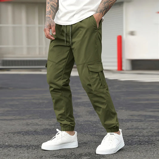 Men’s Cargo Pants – Tapered Fit – Cotton Blend – Elastic Waist – Utility Pockets