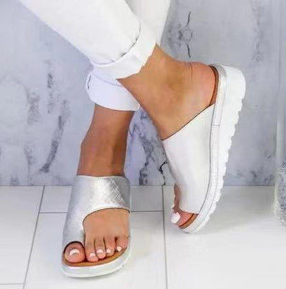 Women’s Wedge Heel Slippers – Orthopedic Support – Open Toe – Slip-On Fit – Casual Wear