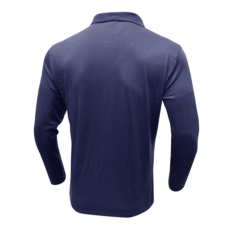 Men’s Polo Shirt – Slim Fit – Cotton Knit – Stripe Chest Detail – Long Sleeve