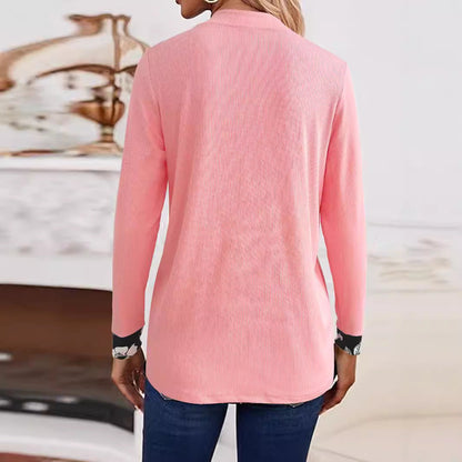 Women’s Cardigan – Cotton Knit – Relaxed Fit – Open Front – Floral Lining