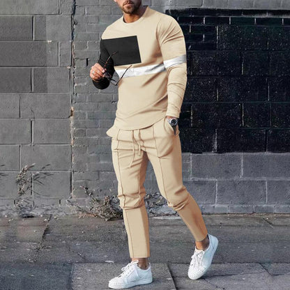 Men’s Tracksuit – Slim Fit – Cotton Blend – Pattern Print – Tapered Pants Leisure Set