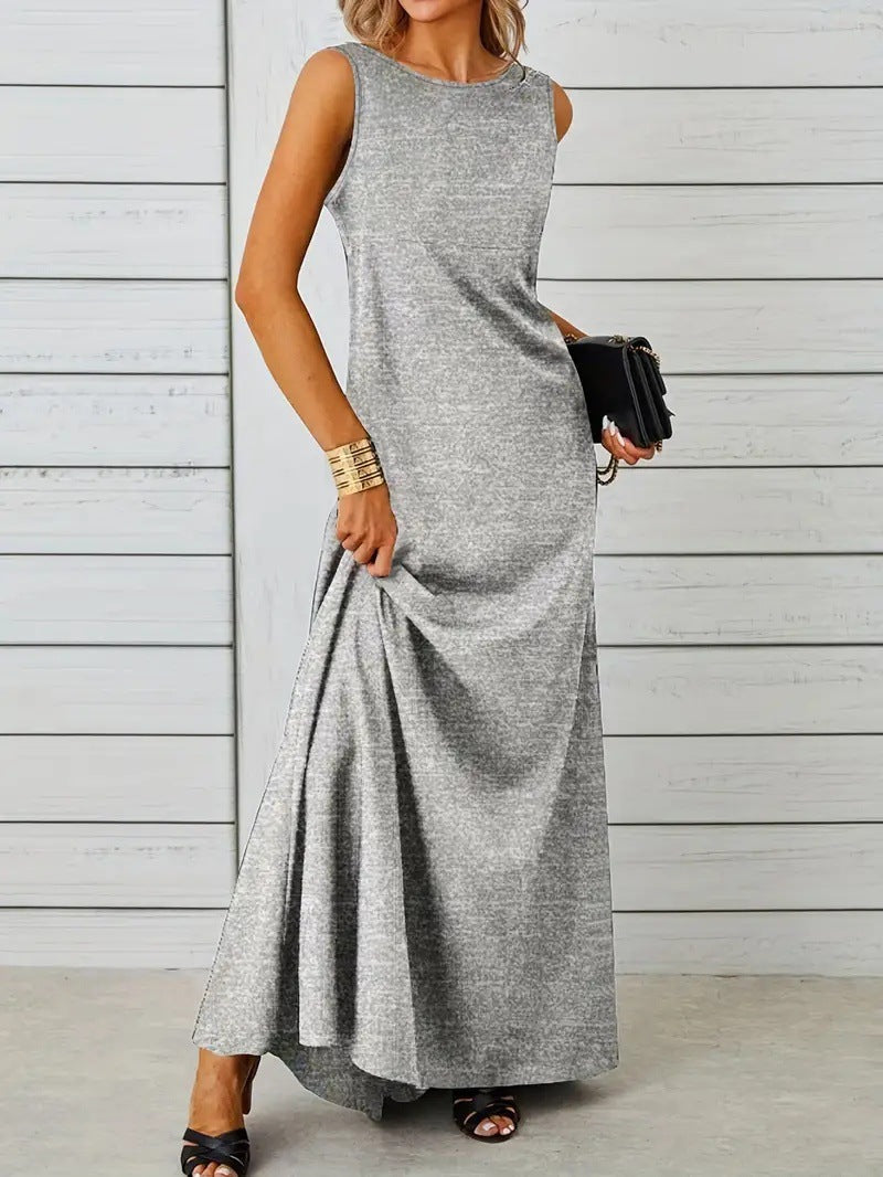Women’s Mid-Length Dress – Sleeveless – Relaxed Fit – Lightweight Minimalist Style