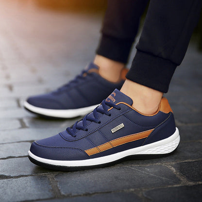 Men’s Casual Sneakers – Synthetic Leather – Lace-Up – Cushioned Heel – Rubber Sole