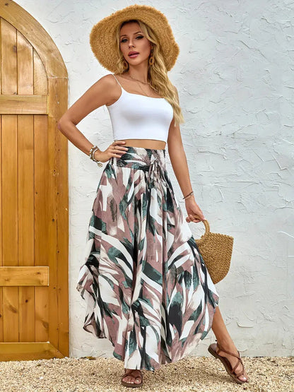 Women’s Maxi Skirt – Boho Print – Flowing A-Line – Elastic Waist – Breathable Blend