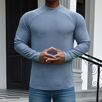 Men’s Long Sleeve T-Shirt – Slim Fit – Soft Stretch – Crew Neck – Raglan Sleeve