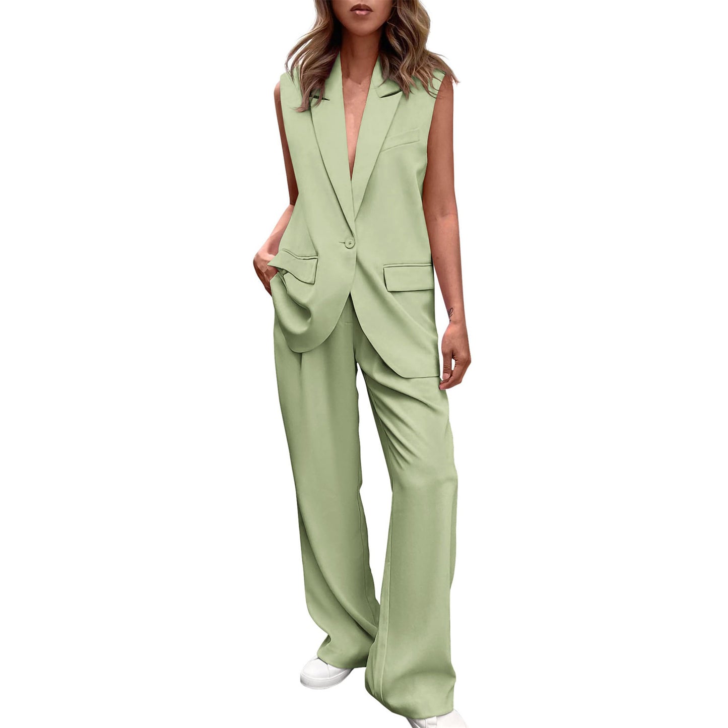 Women’s Vest Set – Tailored Fit – Sleeveless – Wide Lapel – Button Closure – Formal Wear