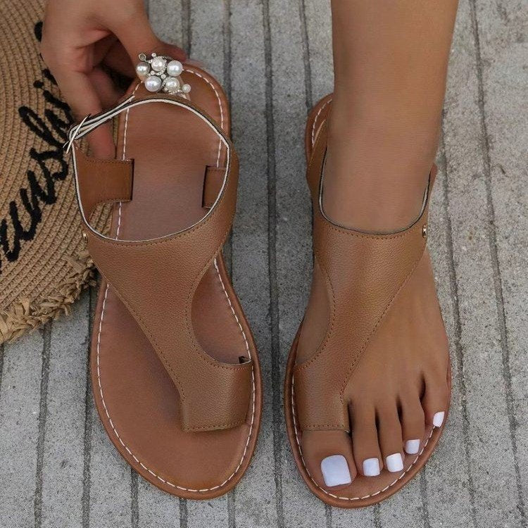 Women’s Roman Sandals – Flat Sole – Toe Loop – Minimal Straps