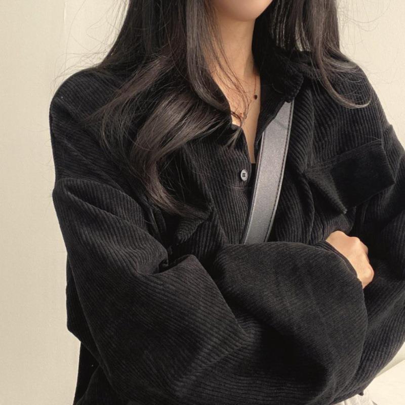 Women’s Shirt Jacket – Oversized Fit – Corduroy Texture – Button Down – Casual Layer
