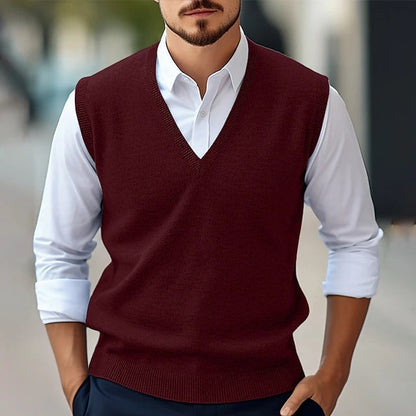 Men’s Sweater Vest – Classic Fit – Lightweight Knit – V-Neck – Ribbed Trim