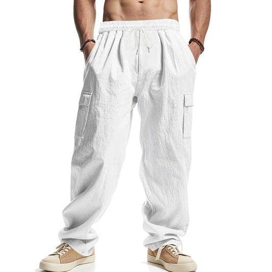 Men’s Cargo Pants – Relaxed Fit – Cotton Blend – Elastic Waist – Multi Pocket Casual