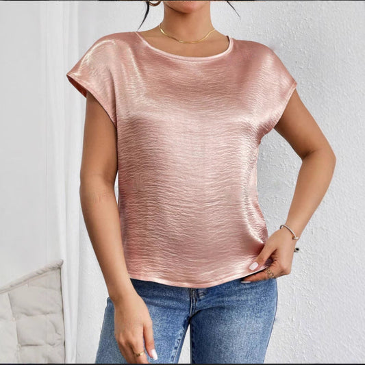 Women’s Short Sleeve Shirt – Relaxed Fit – Luxury Fabric – Shimmering Finish