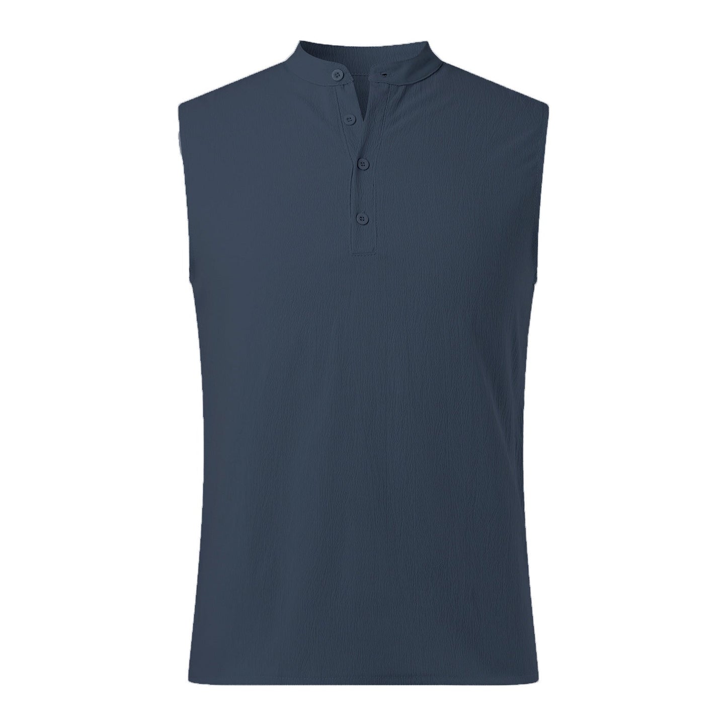 Men’s Sleeveless Vest – Cotton Blend – Mandarin Collar – Casual Fit – Half Button