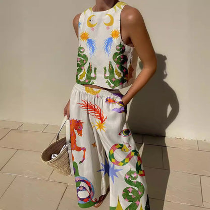 Women’s Crop Top – Bold Printed Design – Lightweight Cotton – Relaxed Fit – Sleeveless