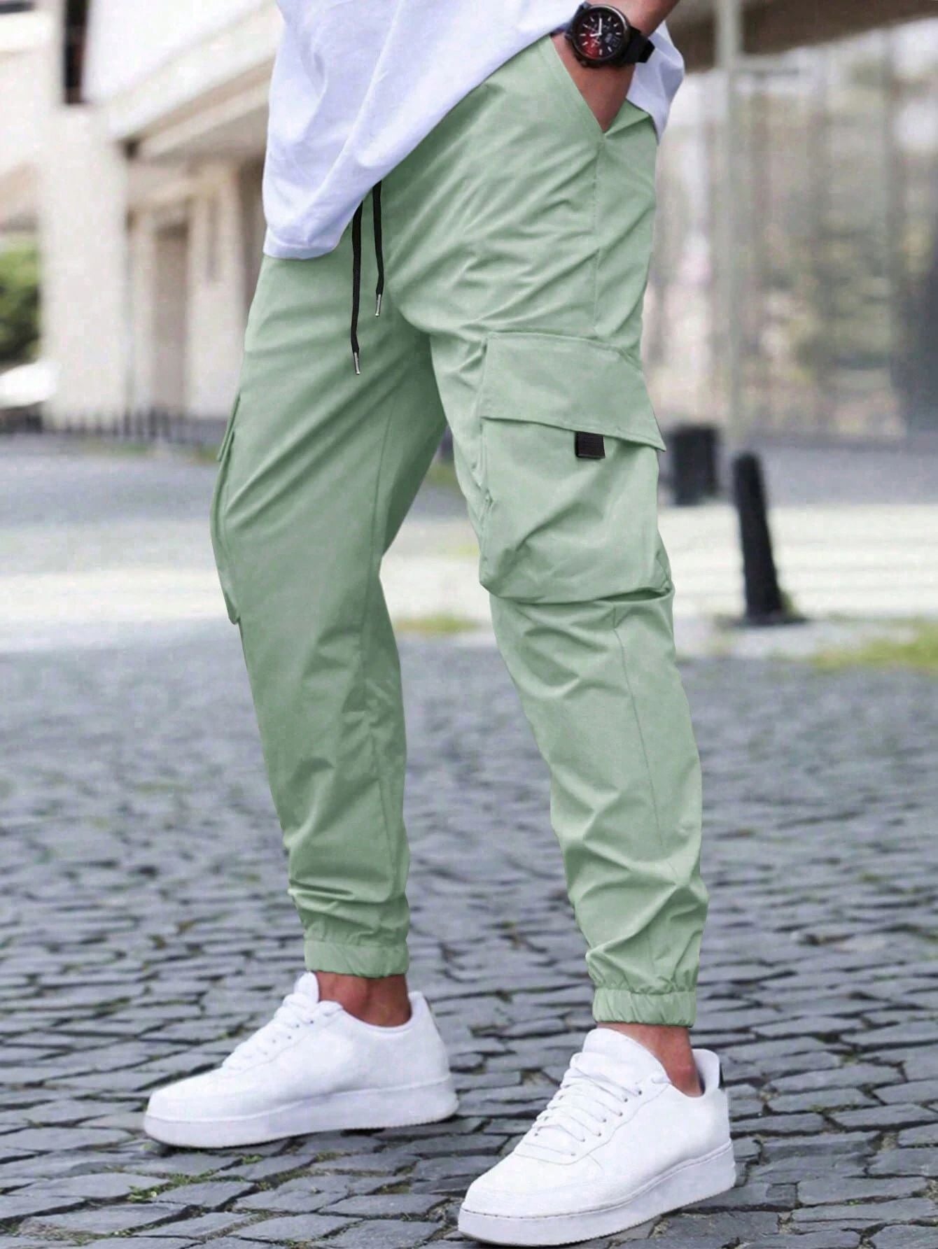 Men’s Cargo Jogger Pants – Relaxed Fit – Breathable Blend – Drawstring Waist – Elastic Cuffs