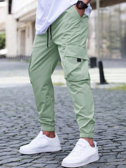 Men’s Cargo Jogger Pants – Relaxed Fit – Breathable Blend – Drawstring Waist – Elastic Cuffs