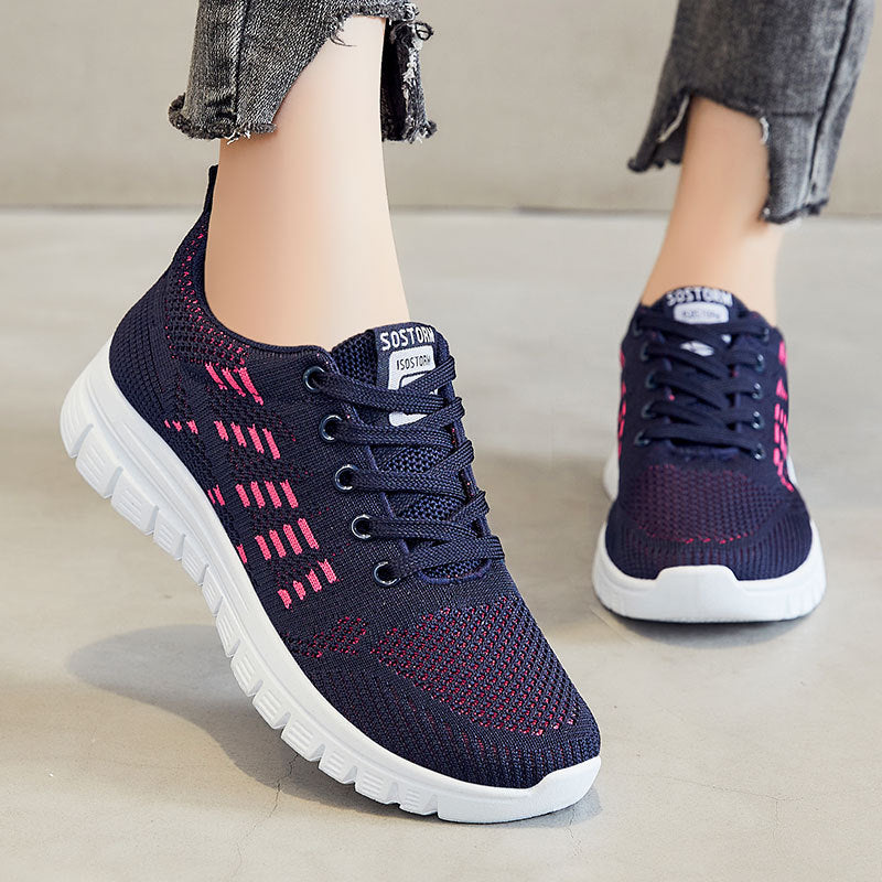 Women’s Low-Top Sneakers – Breathable Knit – Cushioned Sole – Lace-Up Athletic Fit