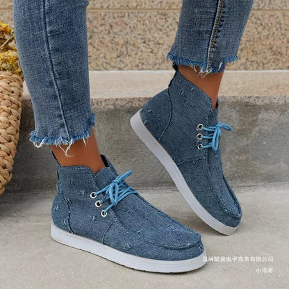 Women’s Low-Top Sneakers – Canvas – Moc-Toe – Lace-Up – Patterned Casual Fit