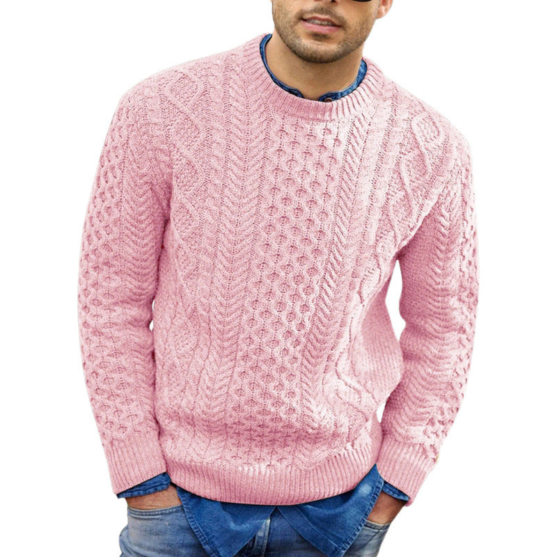 Men’s Pullover Sweater – Slim Fit Cable Knit – Ribbed Trim – Soft Knit Casual Wear