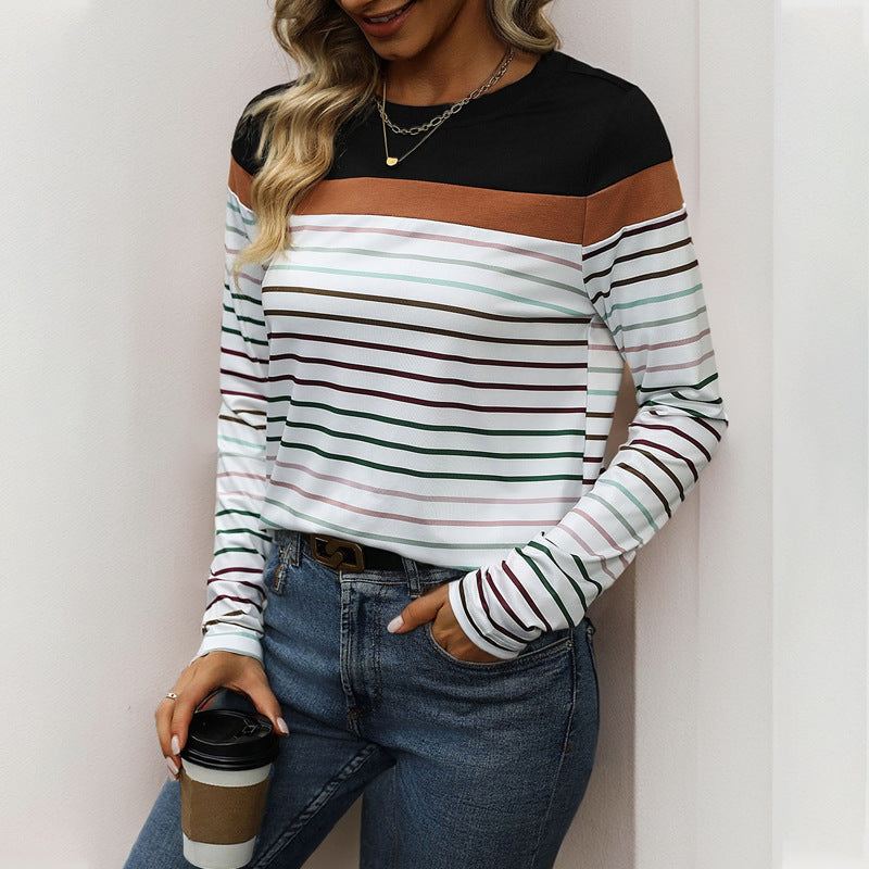 Women’s Shirt – Relaxed Fit – Long Sleeve – Striped Casual Style