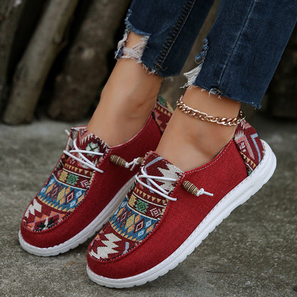 Women’s Slip-On Shoes – Woven Upper – Floral Tapestry – Casual Fit