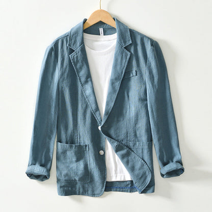 Men’s Blazer – Cotton Linen Blend – Relaxed Fit – Single Breasted Casual Style