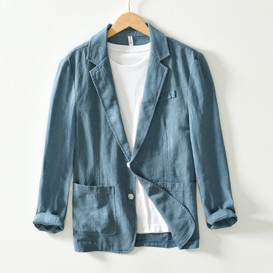 Men’s Blazer – Cotton Linen Blend – Relaxed Fit – Single Breasted Casual Style