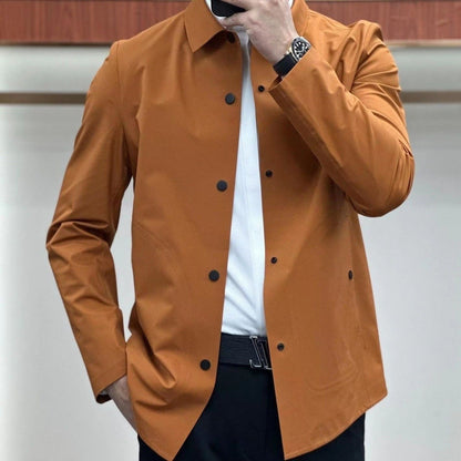 Men’s Jacket-Style Shirt – Slim Fit – Turn-Down Collar – Breathable Blend – Long Sleeve