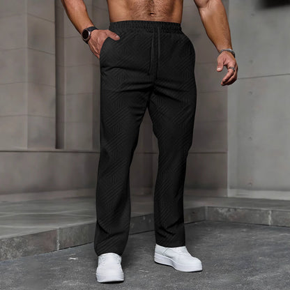 Men’s Joggers – Relaxed Fit – Cotton Blend – Textured Fabric – Elastic Waist – Pockets