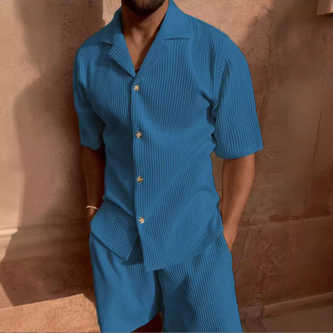 Men’s Button-Up Shirt – Relaxed Fit – Soft Textured – Short Sleeve Casual