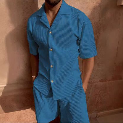 Men’s Button-Up Shirt – Relaxed Fit – Soft Textured – Short Sleeve Casual