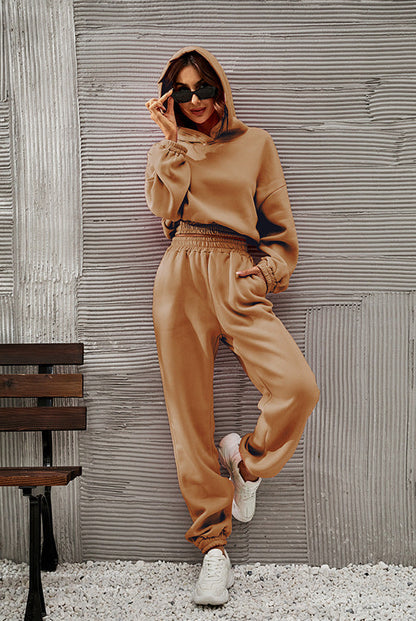 Women’s Hoodie and Pants Set – Soft Cotton – Relaxed Fit – Ribbed Cuffs – Athleisure