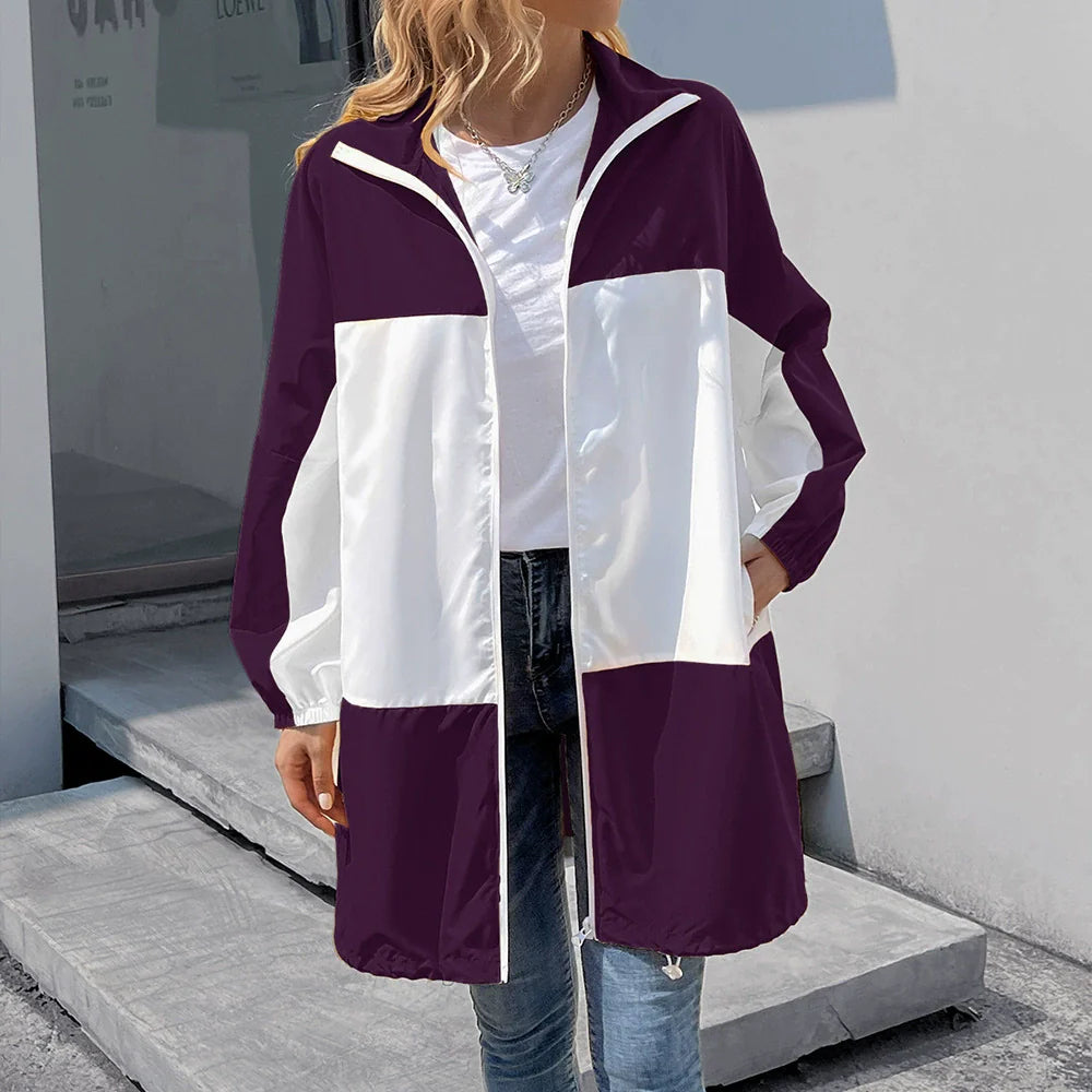 Women’s Jacket – Waterproof Lightweight – Hooded – Relaxed Fit – Mid-Length – Outdoor