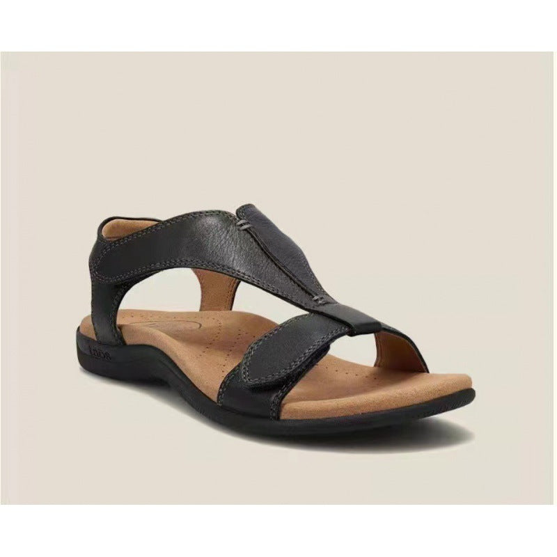 Women’s Wedge Sandals – T-Strap – Adjustable Ankle Strap – Cushioned Insole – Open Toe