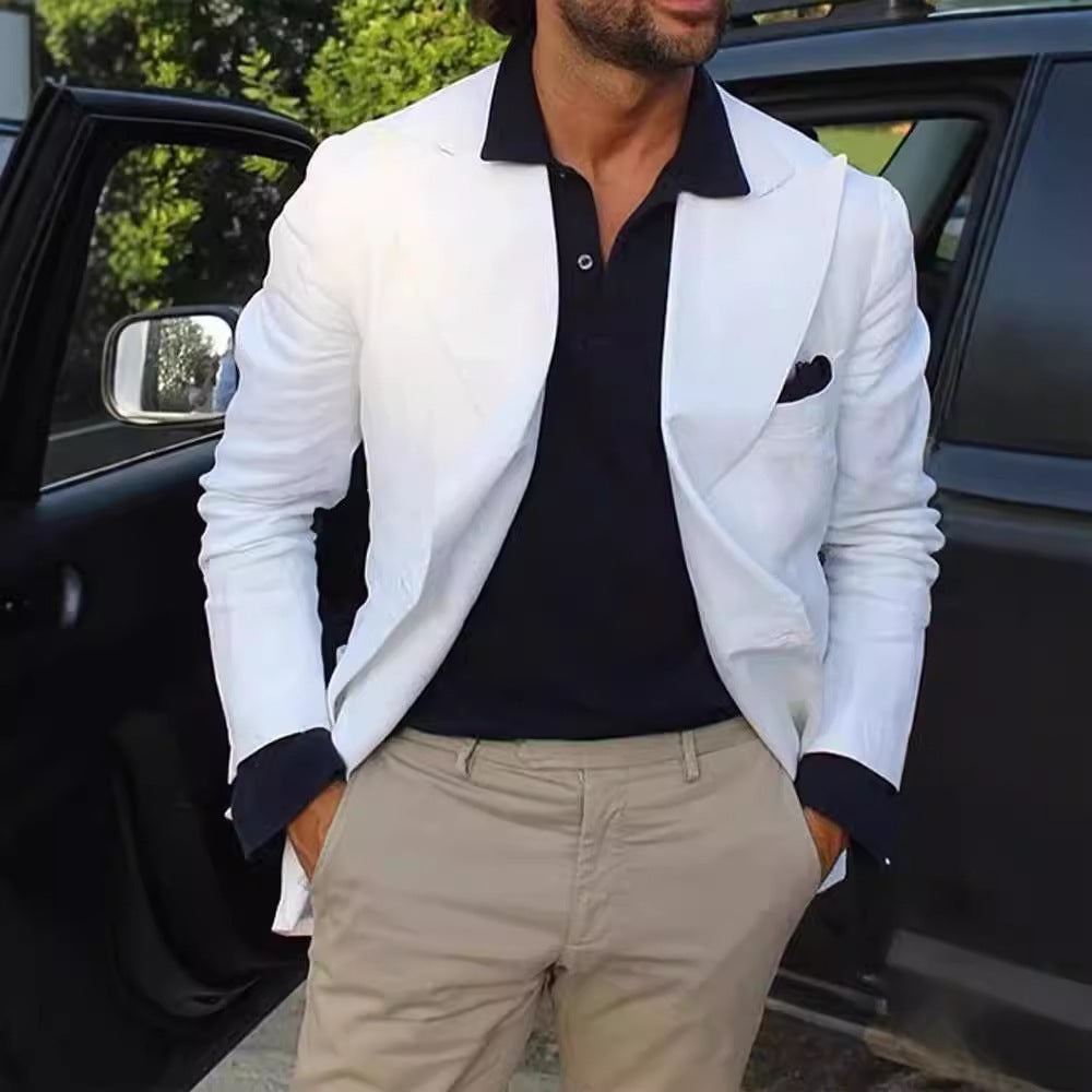 Men’s Blazer – Tailored Fit – Smooth Woven Fabric – Notched Lapel – Smart Casual