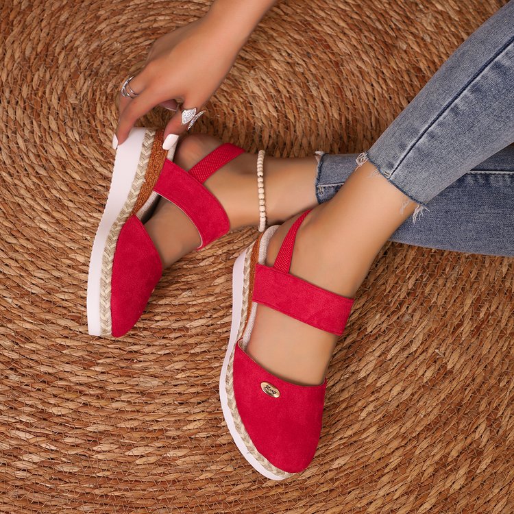Women’s Wedge Sandals – Closed Toe – Wide Straps – Jute Heel – Secure Fit