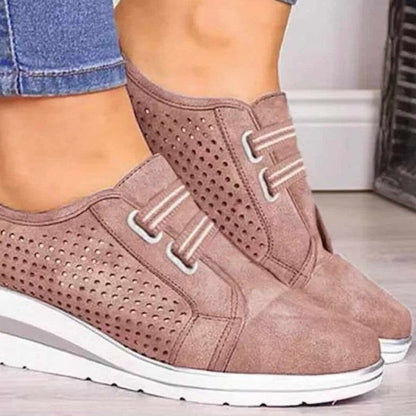 Women’s Wedge Sneakers – Slip-On Design – Breathable Blend – Elastic Vamp – Casual Fit