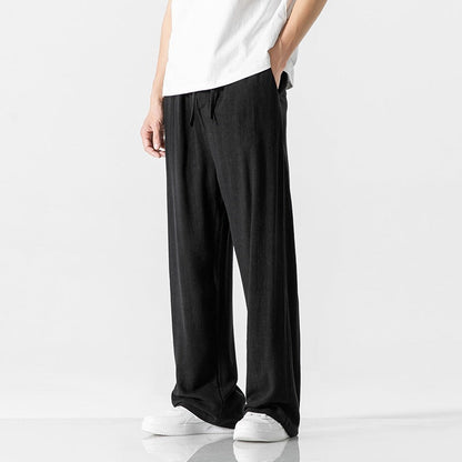 Men’s Casual Pants – Linen Blend – Loose Fit – Full Length – Drawstring Waist
