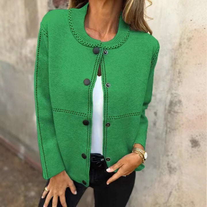 Women’s Sweater Jacket – Soft Knit – Relaxed Fit – Button Front – Round Neck – Pockets