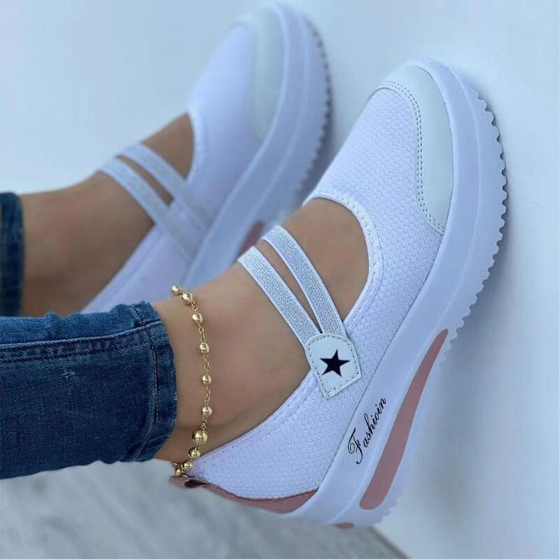 Women’s Orthopedic Casual Shoes – Breathable Mesh – Flat Heel – Elastic Slip-On